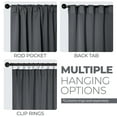 thumbnail image 3 of Superior Blackout Solid Light Filtering Back Tab Curtain Panel Set, 52" x 84", Grey, 3 of 11