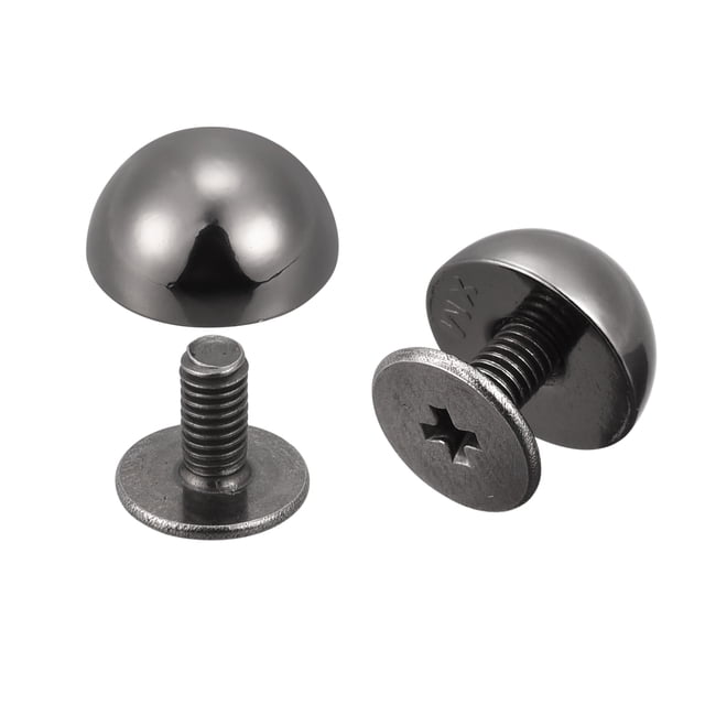 Unique Bargains Rivets à Visser 10x6mm Tête Ronde en Cuir Noir Lot de 20