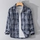 thumbnail image 1 of Blusa y camisa de manga larga con cuello vuelto para hombre, estilo casual, de color liso, con botones, de poliéster., 1 of 5