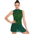 thumbnail image 5 of iiniim Lyrical Dance for Women Rhinestone Figure Skating Dresses Sleeveless Ballet Dancewear Dark Green S, 5 of 7
