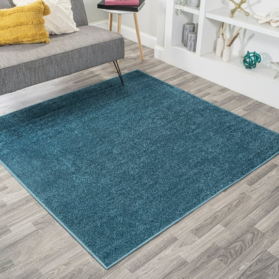 JONATHAN Y SUPERSOFT 9' Square Area Rug, Haze - Turquoise, SEU100H-9SQ