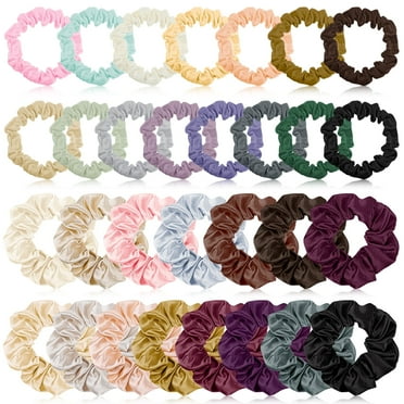 AOWOO  30 Pcs Satin Hair Scrunchies,2 Sizes Silk Hair Ties Satin Hair Ties, Bobbles Elastic Hair Ties,Ropes Ponytail Holder Hair Accessories for Women