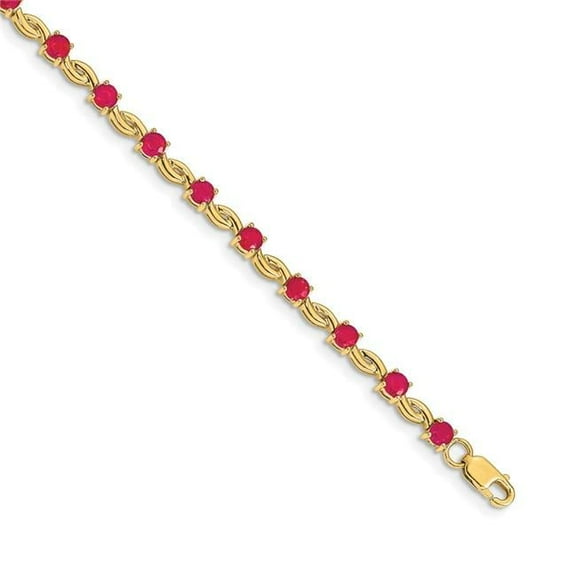 Primal Gold 14 Karat Yellow Gold with Composite Ruby Gemstone Bracelet