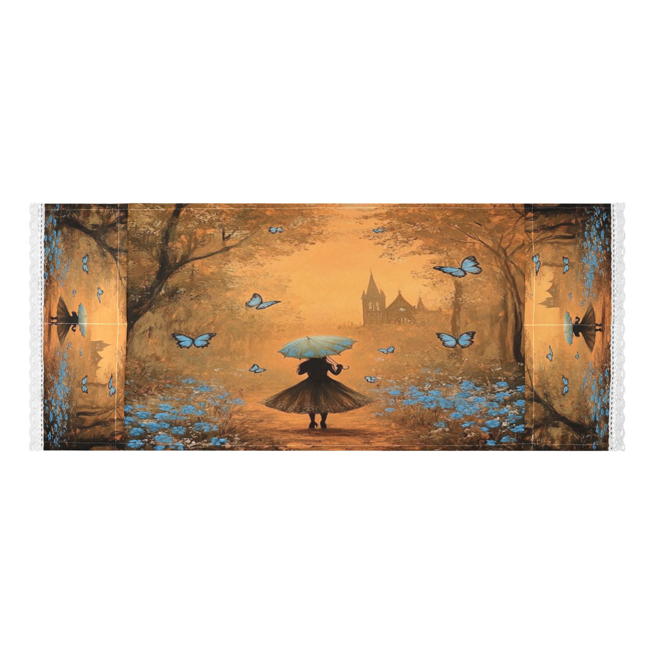 WOBOGO Blue Butterfly Forest Washing Machine Cloth Dryer Refrigerator Top Cover Protective Non-Slip Mat For Kitchen Laundry