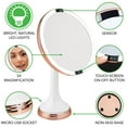 thumbnail image 3 of mDesign Modern Motion Sensor LED Lighted Makeup Bathroom Vanity Mirror, Large 8" Round, 3X Magnification, Hands-Free, Rechargeable and Cordless - White/Rose Gold, 3 of 8