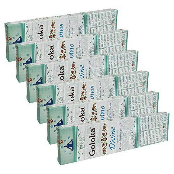 GOLOKA Divine Agarbatti Pack of 6 Incense Sticks Boxes, 15 GMS Each, Traditionally Handrolled in India