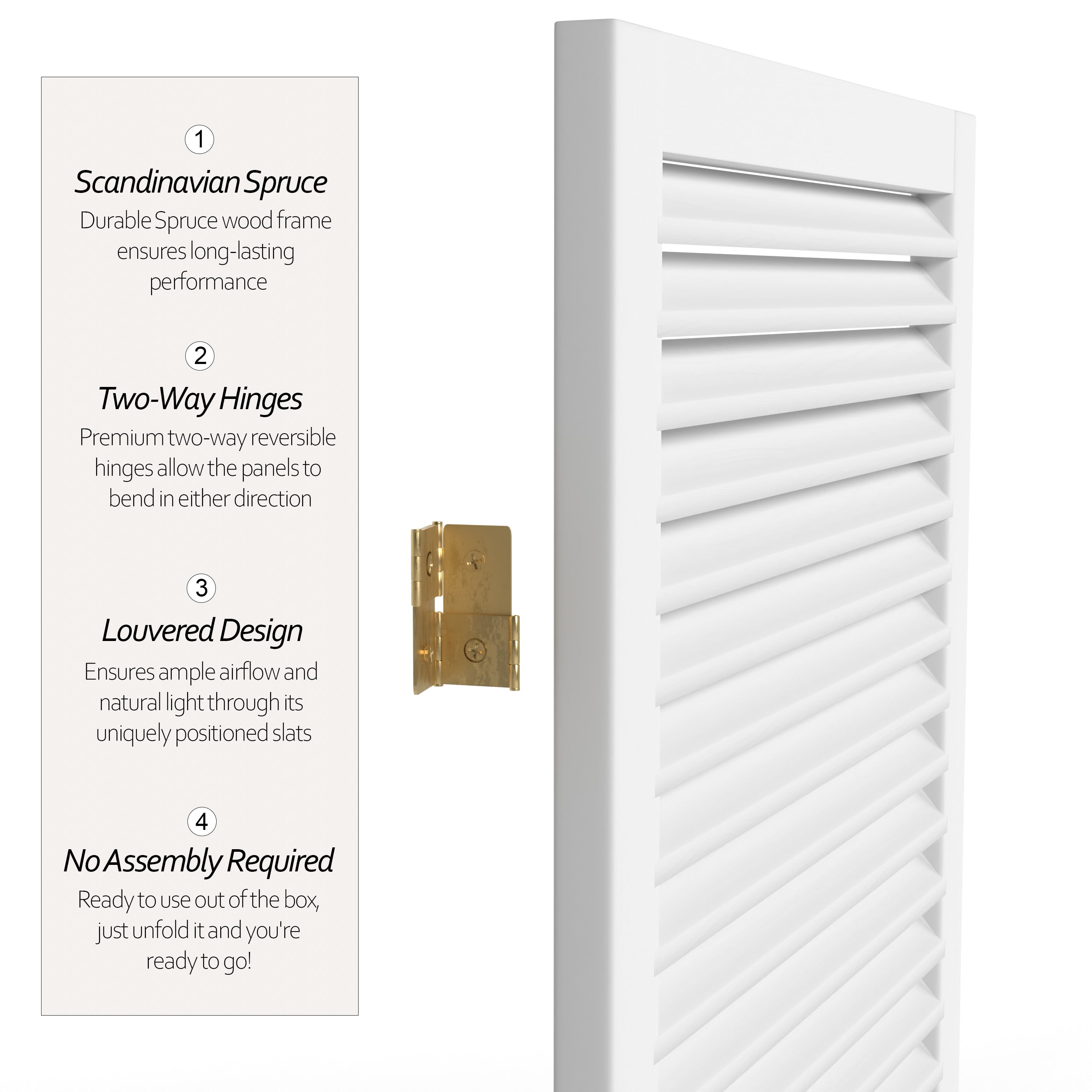 Handmade Beadboard 70-inch Room Divider (China) 5 Panel White