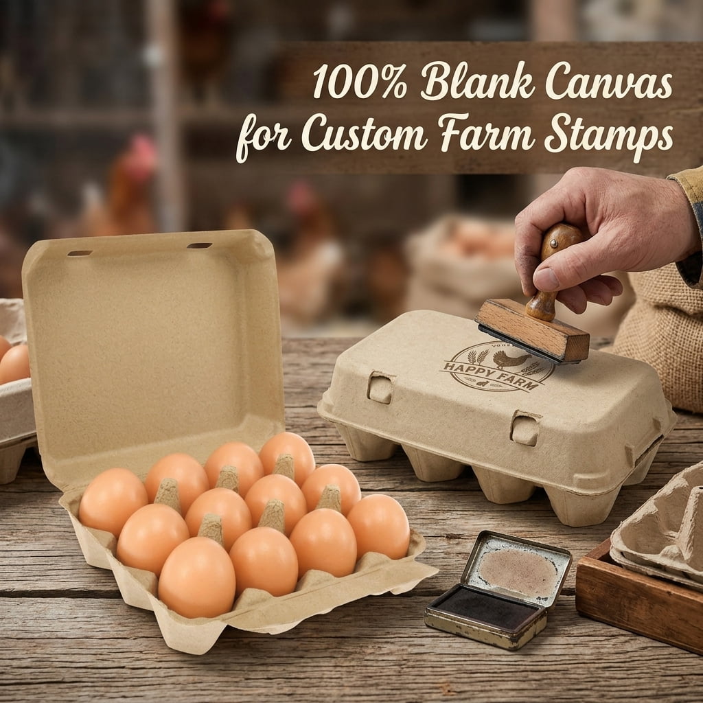 1 Dozen Egg Cartons 20 Pack, Blank Natural Pulp Empty Trays, 12 Count Bulk Holder with Double Buckle for Fresh Duck and Chicken Eggs