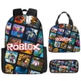 thumbnail image 3 of ROBLOX anime mochila escolar para niños niña17in Kit de mochila escolar para estudiantes Portable bolsa del almuerzo infantil estuche de lápices aislamiento lonchera 3pcs, 3 of 4