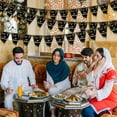 thumbnail image 4 of Fangleland Eid Mubarak Bunting Banner, Eid Mubarak Decoration Black and Gold Triangle Flag Banner for Muslim Islamic Ramadan Kareem Party Supplies for Home Celebration Indoor, 4 of 6