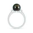 thumbnail image 2 of ANGARA Tahitian Cultured Pearl Three Stone Ring with Diamonds in 14K White Gold for Women | June Birthstone, Birthday, Anniversary, Jewelry Gift for Women | Pearl Ring, 2 of 9