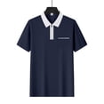 thumbnail image 3 of Men's Short Sleeve Zipper Down Collar Shirt - Gradient Print, Polyester Material, Perfect for Business, Casual & Summer, 3 of 5