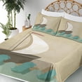 thumbnail image 3 of Ambesonne Ocean Fitted & Top Sheet Set with Shams, Seagulls Boating Marine, Seafoam Sand Brown White, 3 of 5