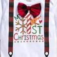 thumbnail image 7 of Mercatoo My First Christmas Baby Boy Outfit Gentleman Long Sleeve Romper Tops Red Plaid Pants with Hat 3Pcs Xmas Clothes Set, 7 of 7