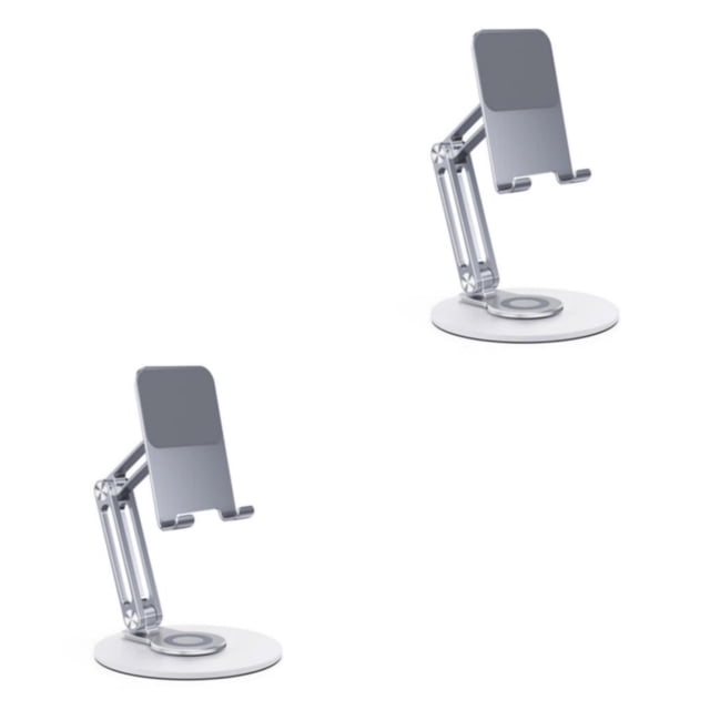 Inteprter Soporte para teléfono móvil de escritorio de 360 °, tableta plegable, soporte de escritorio ajustable de aleación de aluminio Plata 2Conjunto