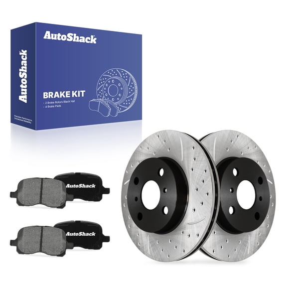 AutoShack Front Vented Drilled & Slotted E-Coated Brake Rotors   Ceramic Pads 6-PC Brake Kit Replacement for 1998-2002 Toyota Corolla 1998-2002 Chevrolet Prizm ShadowGuard 10.04" (255 mm)