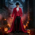 thumbnail image 6 of Men's Vintage Gothic Medieval Steampunk Long Tailcoat Jacket Victorian Frock Button Down Swallow Coat Uniform Wine XL, 6 of 6