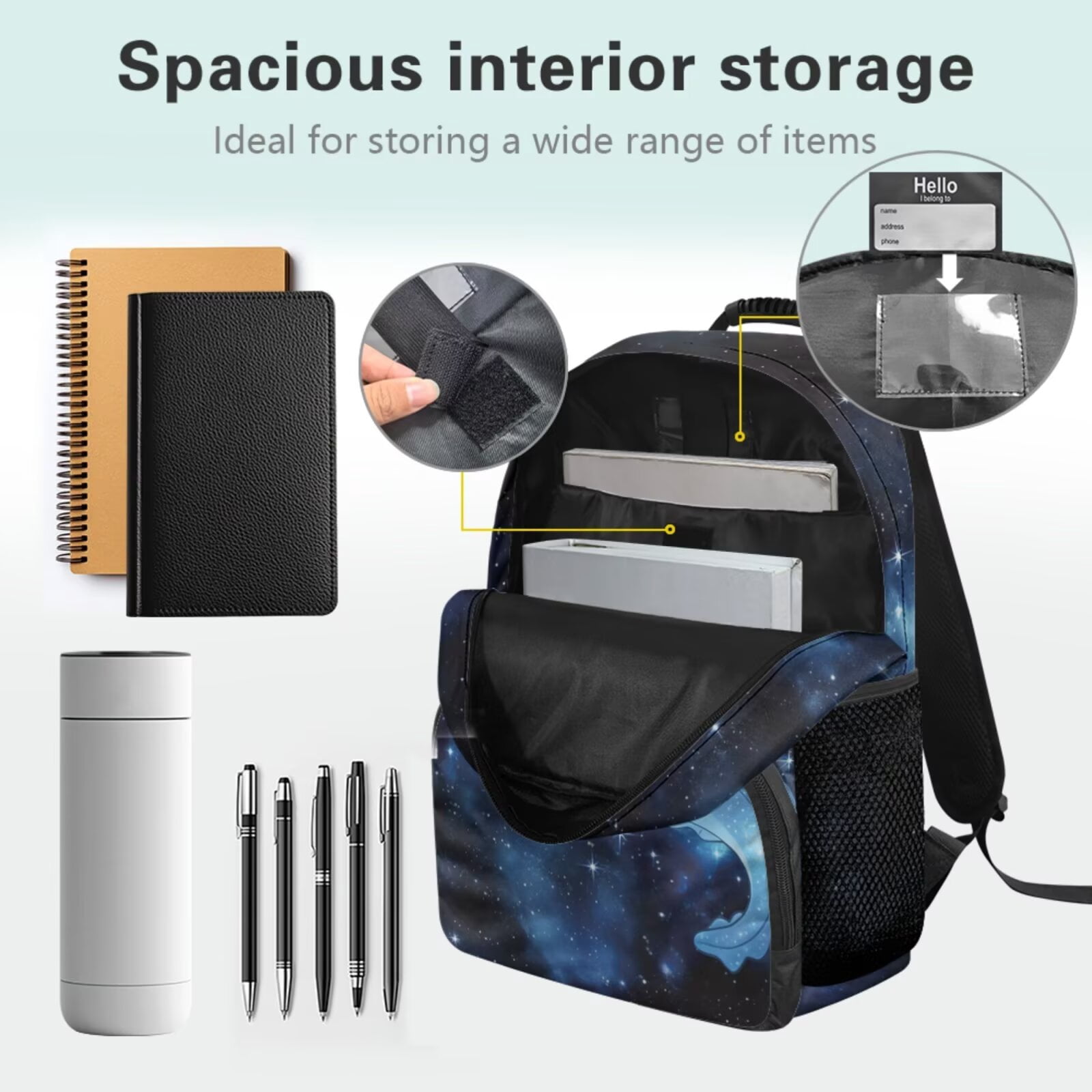 Pzuqiu Blue Galaxy Axolotl Backpack for Boys Girls Back to School Shoulder Bookbags,4 PCS Insulated Lunch Box Pencil Case 17 Inch Girls Schoolbag for Middle School Rucksack