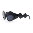 thumbnail image 3 of Womens Mod Angular Brow Cat Eye Thick Wavy Arm Plastic Sunglasses All Black, 3 of 4