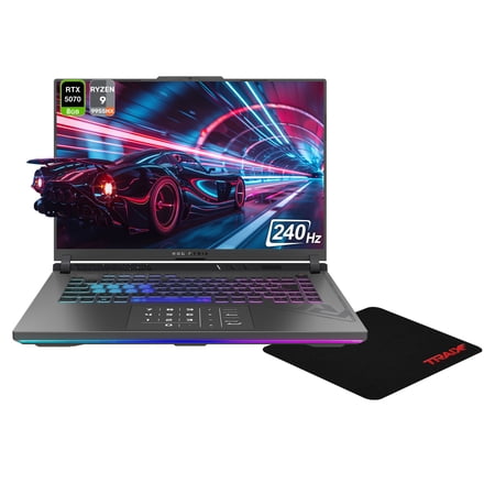 Asus ROG Strix G16 Gaming Laptop, AMD Ryzen 9 9955HX, 16 GB DDR5 RAM, 1 TB PCIe SSD, 16" WUXGA (1920x1200) 165 Hz, NVIDIA G-Force RTX 5070, Backlit Chiclet Keyboard, W11 Home, Gray+Traix MousePad