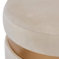 thumbnail image 2 of New Pacific Direct Suri 18" Round Velvet Fabric Fringe Storage Ottoman in Cream, 2 of 7
