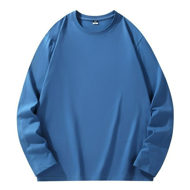 pstuiky camisas de manga larga para hombre, Camisa informal de manga larga con cuello redondo y color liso para hombre. Blusas de manga larga con cuello redondo. camisetas de hombre xxxxxxl