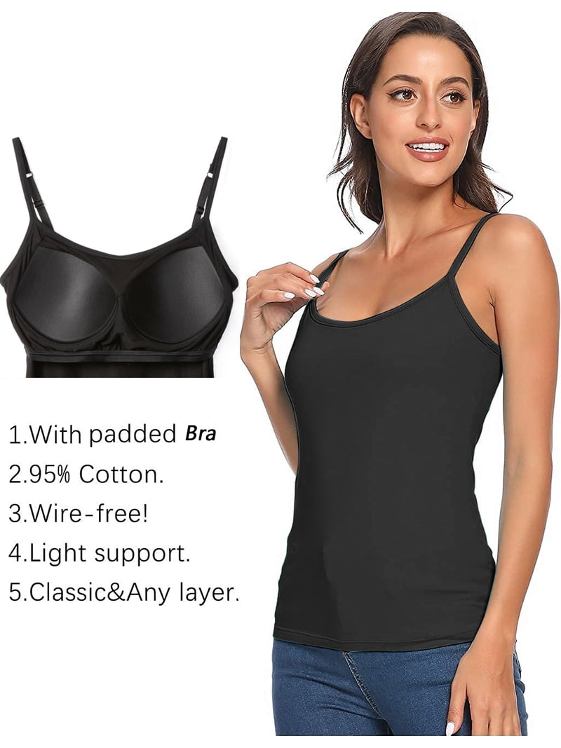 V FOR CITY Women's Flowy Camisole Top With Built-in Bra – Adjustable Straps, Floral Black, 3X-Large