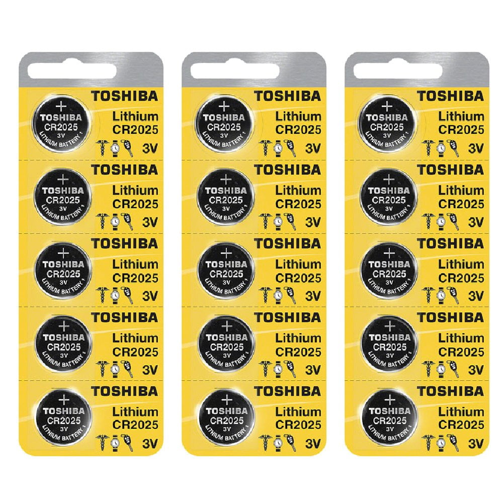 Toshiba CR2025 3 Volt Lithium Coin Battery (15 Batteries)