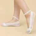 thumbnail image 4 of IDALL Socks for Women,No Show Socks 1 Pairs Women's Pearl Lace Breathable Ballerina Non Slip Transparent Low Crew Socks,Ankle Socks White, 4 of 7