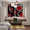 thumbnail image 5 of Black Red Kitchen Curtains 84 Inch Length, White Circle Geometric Abstract Texture Grommet Top Bedroom Living Room Curtains, Light Filtering Cafe Curtain Drapes 2 Panels Set 104''x84'', 5 of 9