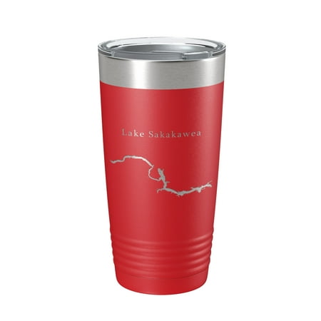 

Lake Sakakawea Map Tumbler Travel Mug Insulated Laser Engraved Coffee Cup North Dakota 20 oz Red