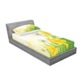 thumbnail image 2 of Ambesonne Floral Fitted Sheet & Pillow Sham Set, Flower Garden in Summer, Twinxl, Green Yellow White, 2 of 2