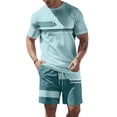 thumbnail image 3 of Sewkxo Men's Summer Casual 2 Piece Crew Neck Outfits Short Sleeve Shirt and Shorts Sets Beach Vacation,Light Green 2XL, 3 of 7