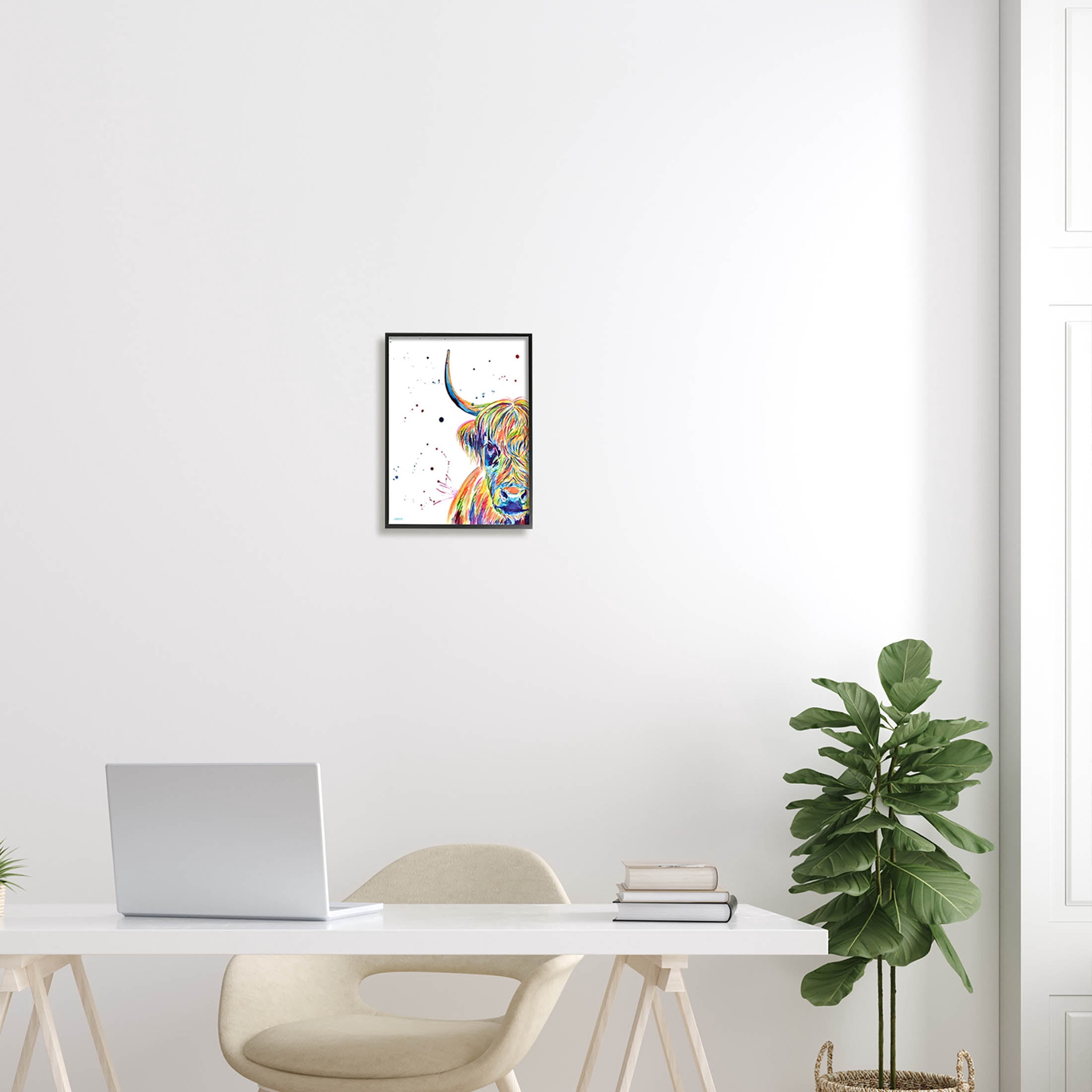 Vivid Cattle Face Farm Animal Animals & Insects Graphic Art Black Framed Art Print Wall Art