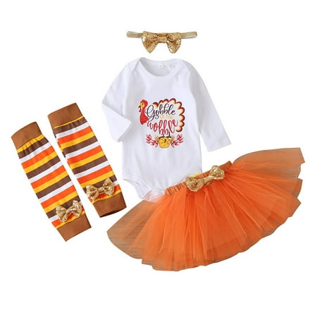 

Odeerbi Clearance Thanksgiving Sets for Toddler Baby Girl Festival Letter Print Pullover + Skirt + Headband + Foot Cover White (0-18 Months)