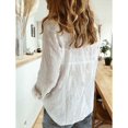 thumbnail image 2 of GRNSHTS Women's Plain Casual Loose V-neck Shirts Long-Sleeved Linen Blouses Tops, 2 of 3
