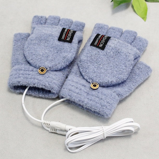 Guantes Cálidos de Mujer con Dedos de Pantalla Táctil, Guantes sin Dedos Calentados Por Usb con Calentamiento Doble a 45 ° C, Tejido Lavable para Hombres Y Mujeres, Guantes de Invierno para Hombre Con