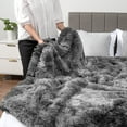 thumbnail image 2 of PAVILIA Gray Fluffy Throw Blanket for Couch, Twin Bed, Fuzzy Blanket for Women Men, Furry Plush Warm Blanket Bed Sofa, Super Soft Thick Faux Fur Sherpa Blanket Throw, Tie-Dye, 60x80, 2 of 9