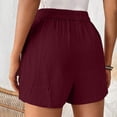 thumbnail image 3 of Hight Weasit Gym Shorts New Women’s Elastic Waist Shorts Loose Fits Comfy Casual Bottoms Summer Beach Vacation Shorts with Pockets Wine S, 3 of 7
