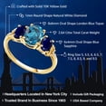 thumbnail image 2 of Gem Stone King 10K Yellow Gold Oval London Blue Topaz Blue Sapphire and Diamond 3-Stone Engagement Ring for Women | 2.64 Cttw | Three Stone Wedding Anniversary Promise Ring for Women (Size 8), 2 of 4