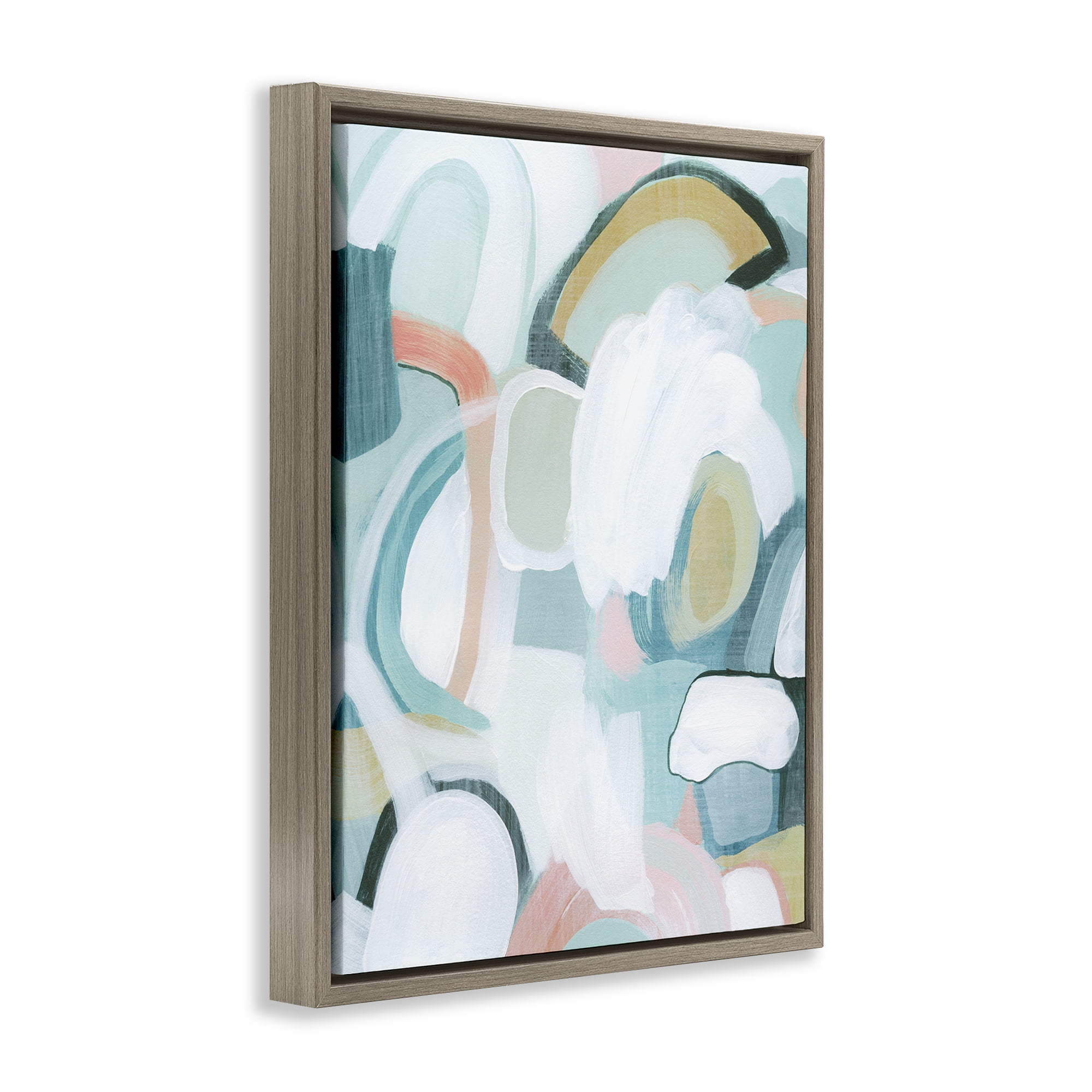 Stupell Industries Pastel Arched Forms Abstract Painting Brown Floater Framed Canvas Art Print Wall Art, 25 x 31
