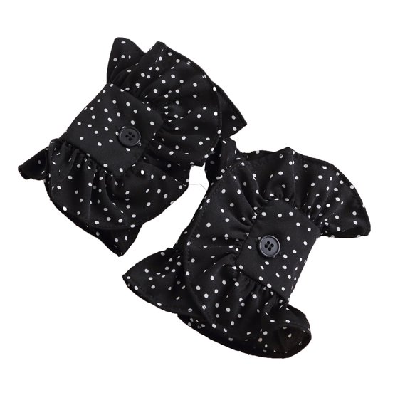 LoudSung Detachable Polka Dot Ruffled Fake Sleeves Cuffs for Women -Black