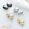 thumbnail image 5 of 555Jewelry Stainless Steel & Shell, Mother of Pearl, Abalone Thick Oval Huggie Earrings for Women, Hoops Earrings for Women, Hypoallergenic Hoop Earrings, Huggie Hoop Earrings, Black, 5 of 5