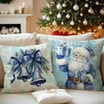 thumbnail image 7 of Winter Snowflake Santa Pillowcases 18x18 Inch Blue Christmas Throw Pillowcases Set of 2 Christmas Winter Holiday Pillowcases Cotton Linen Cushion Covers for Sofa Home Decor, 7 of 7