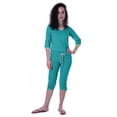 thumbnail image 6 of Moomaya Womens Plain Nightwear Set w/ Capri Cotton Sleepwear 2 Pcs Nightdresses, 6 of 7