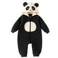 thumbnail image 4 of Onesie Kids Black Onesies Long Sleeve Zipper Jumpsuit Romper Bear Ears Hooded Warm Clothes for Baby Girl Fall Outfits 12-18 Months, 4 of 4