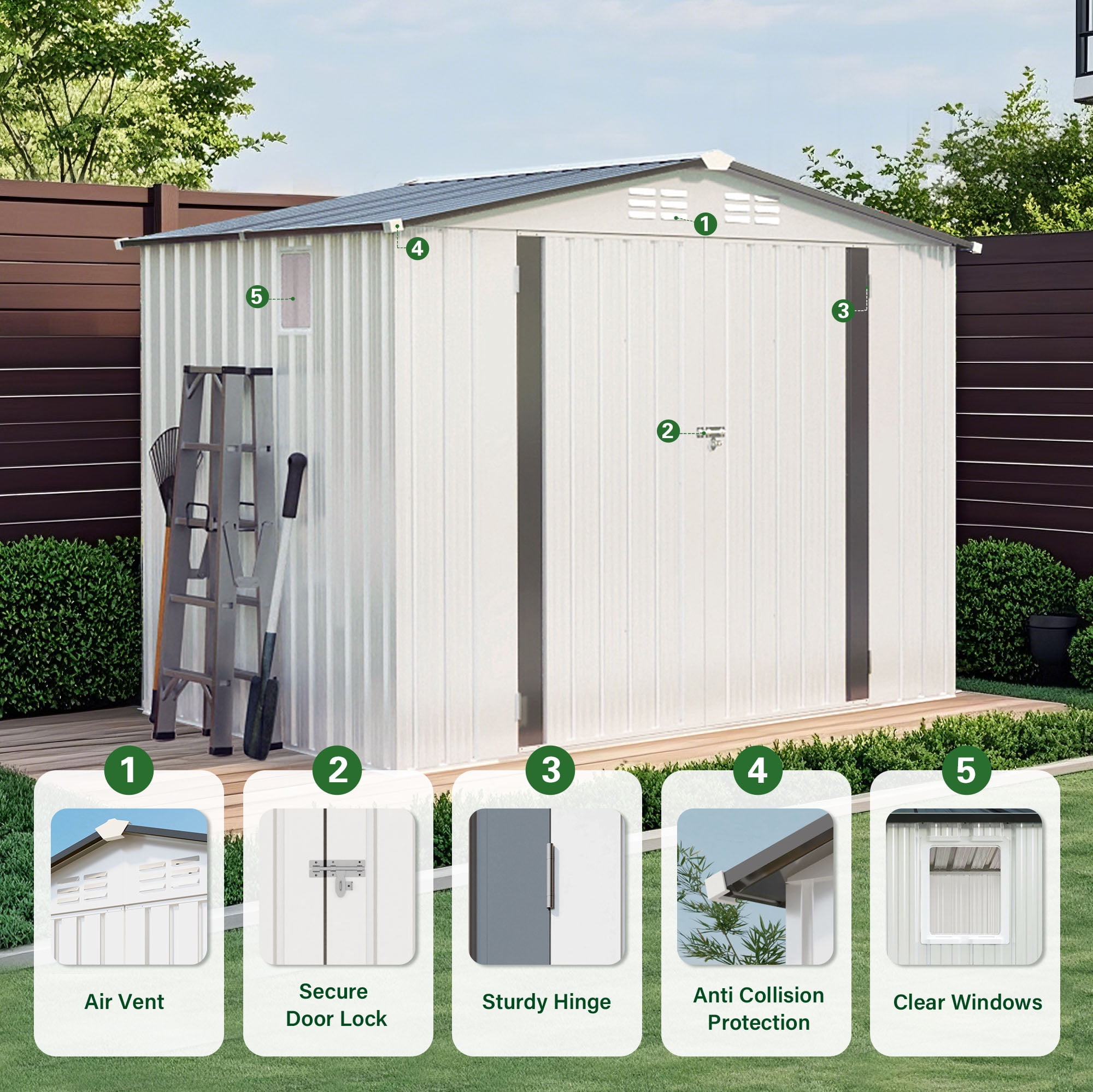 Weatherproof Metal Outdoor Storage Shed, Compact Tool Shed for Garden and Backyard, Lockable Door for Sundries(Base not included)