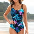 thumbnail image 2 of Enjoytime Bathing Suit One Piece Swimsuit Vintage Printed Ruched Swimwear Tummy Control with Adjustable Spaghetti Straps, 2 of 4