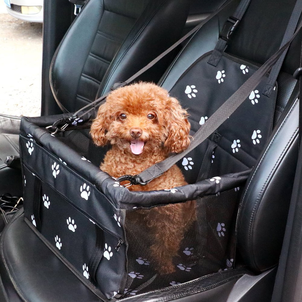 Tough Waterproof PVC Pet Bag with Safety Belt and Adjustable Strap for Small and Medium Puppy Cats Pet Dog Cat Car Booster Seat Bag Portable Folding Pet Carrier Handbag Safety Pet Travel Bag 