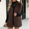 thumbnail image 5 of Ofreoo Women’s Long Faux Fur Coat Warm V-neck Winter Outerwear Sales Coffee XXL, 5 of 9